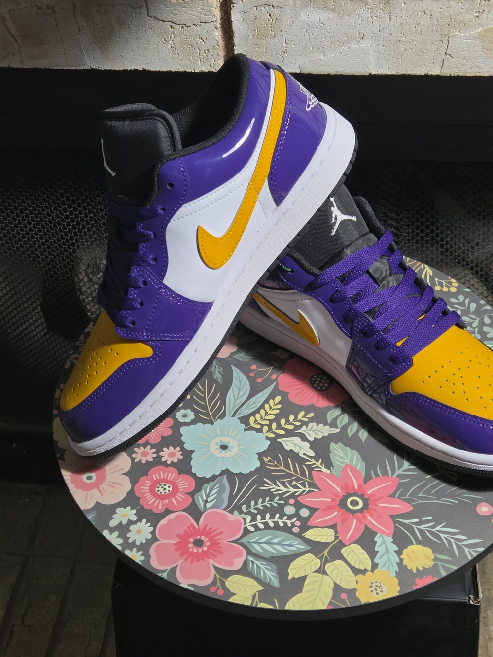 Brand New AJ1 Low Sneakers In Purple/Yellow/White /LAKERS Baby!